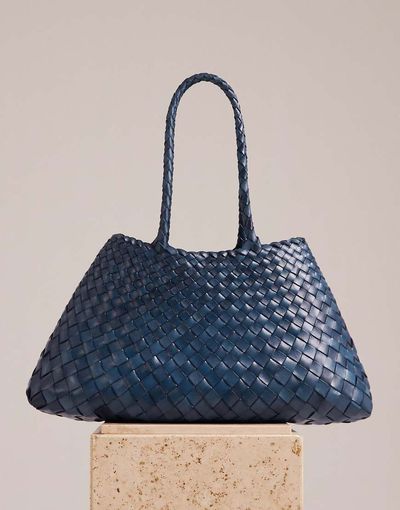 Dragon Diffusion Dragon Diffusion santa croce big woven leather bag in navy blue
