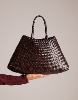 Dragon Diffusion Dragon Diffusion santa croce small woven leather bag in dark brown