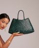 Dragon Diffusion Dragon Diffusion santa croce small woven leather bag in dark green - 1