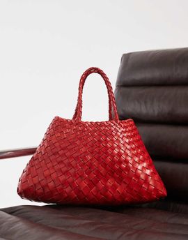 Dragon Diffusion Dragon Diffusion Santa Croce small woven leather bag in poppy red