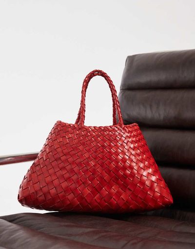 Dragon Diffusion Dragon Diffusion Santa Croce small woven leather bag in poppy red