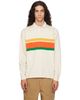 Drake's Drake's Beige Multi Centre Stripe Cotton Rugby Polo - 1