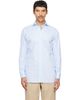 Drake's Drake's Blue Cotton Spread Collar End-on-End Poplin Shirt - 1