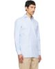 Drake's Drake's Blue Cotton Spread Collar End-on-End Poplin Shirt - 2