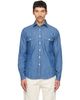 Drake's Drake's Blue Cotton Two-Pocket Work Denim Shirt - 1