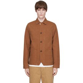 Drake's Drake's Brown Canvas Mitred Chore Jacket