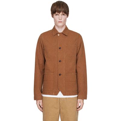 Drake's Drake's Brown Canvas Mitred Chore Jacket