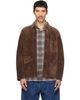 Drake's Drake's Brown Heavyweight Five-Pocket Chore Suede Jacket - 1