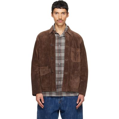 Drake's Drake's Brown Heavyweight Five-Pocket Chore Suede Jacket