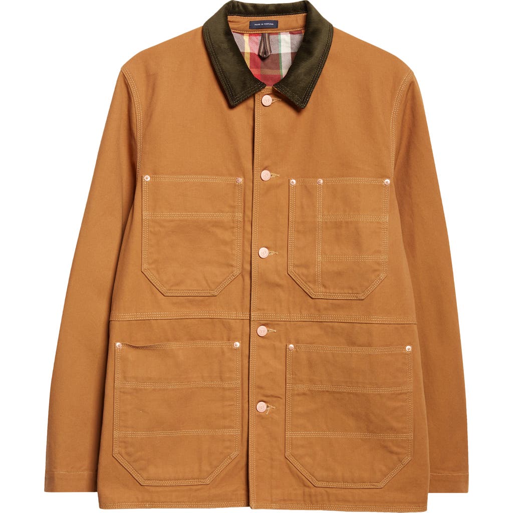 Drake's Drake's Check Lined Cotton Canvas Welder Chore Jacket