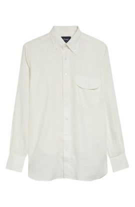 Drake's Drake's Curved Flap Linen Button-Down Shirt