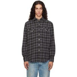 Drake's Drake's Gray Check Cotton-Silk Work Shirt