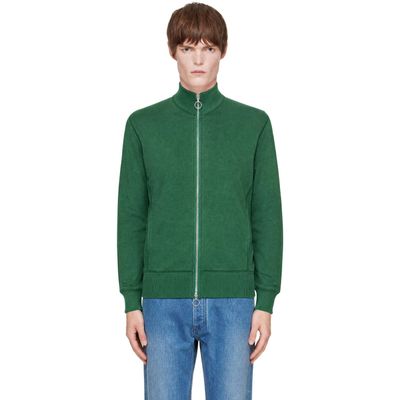 Drake's Drake's Green Cotton Zip Through Track Jacket