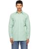 Drake's Drake's Green Narrow Stripe Cotton Poplin Button-Down Shirt - 1