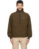 Drake's Drake's Khaki Casentino Wool Half-Zip Fleece Sweatshirt - 1