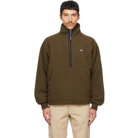 Drake's Drake's Khaki Casentino Wool Half-Zip Fleece Sweatshirt