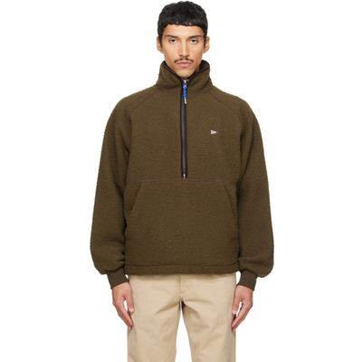 Drake's Drake's Khaki Casentino Wool Half-Zip Fleece Sweatshirt