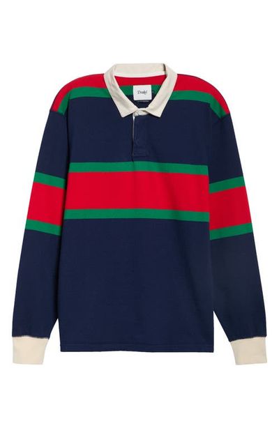 Drake's Drake's Middle Stripe Long Sleeve Rugby Polo