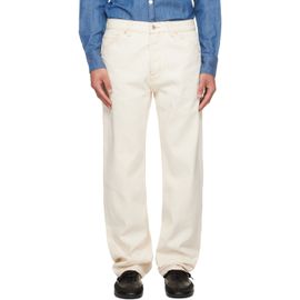 Drake's Drake's Off-White Contrast Stich Five-Pocket Selvedge Denim Jeans
