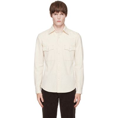 Drake's Drake's Off-White Western Selvedge Denim Stone Wash Shirt