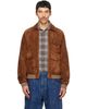 Drake's Drake's Tan Heavyweight A-2 Suede Bomber Jacket - 1