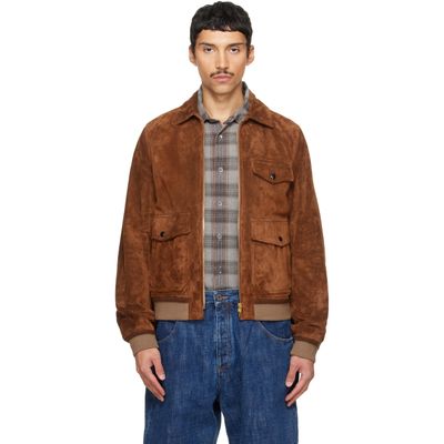 Drake's Drake's Tan Heavyweight A-2 Suede Bomber Jacket