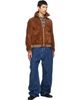 Drake's Drake's Tan Heavyweight A-2 Suede Bomber Jacket - 4