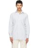 Drake's Drake's White & Green Ticking Stripe Button-Down Shirt - 1