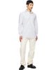 Drake's Drake's White & Green Ticking Stripe Button-Down Shirt - 4