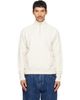 Drake's Drake's White Cotton Quarter Zip Sweatshirt - 1