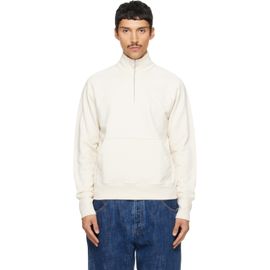 Drake's Drake's White Cotton Quarter Zip Sweatshirt