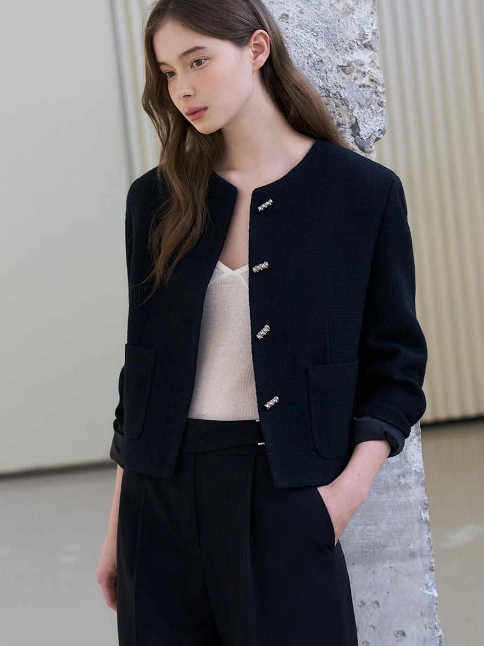 DRAWFIT WOMEN button Tweed Jacket [3 COLORS]