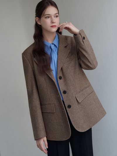 DRAWFIT WOMEN DIAGRAL BRUSH WOOLEN SINGLE BLASER [2 COLORS]