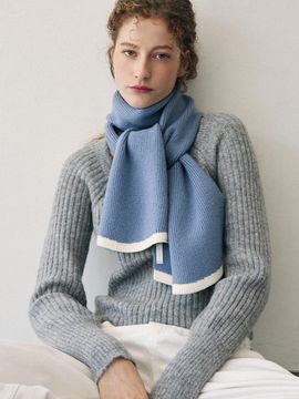 DRAWFIT WOMEN line flare V-neck knitwear muffler [4COLORS]
