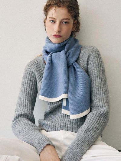 DRAWFIT WOMEN line flare V-neck knitwear muffler [4COLORS]