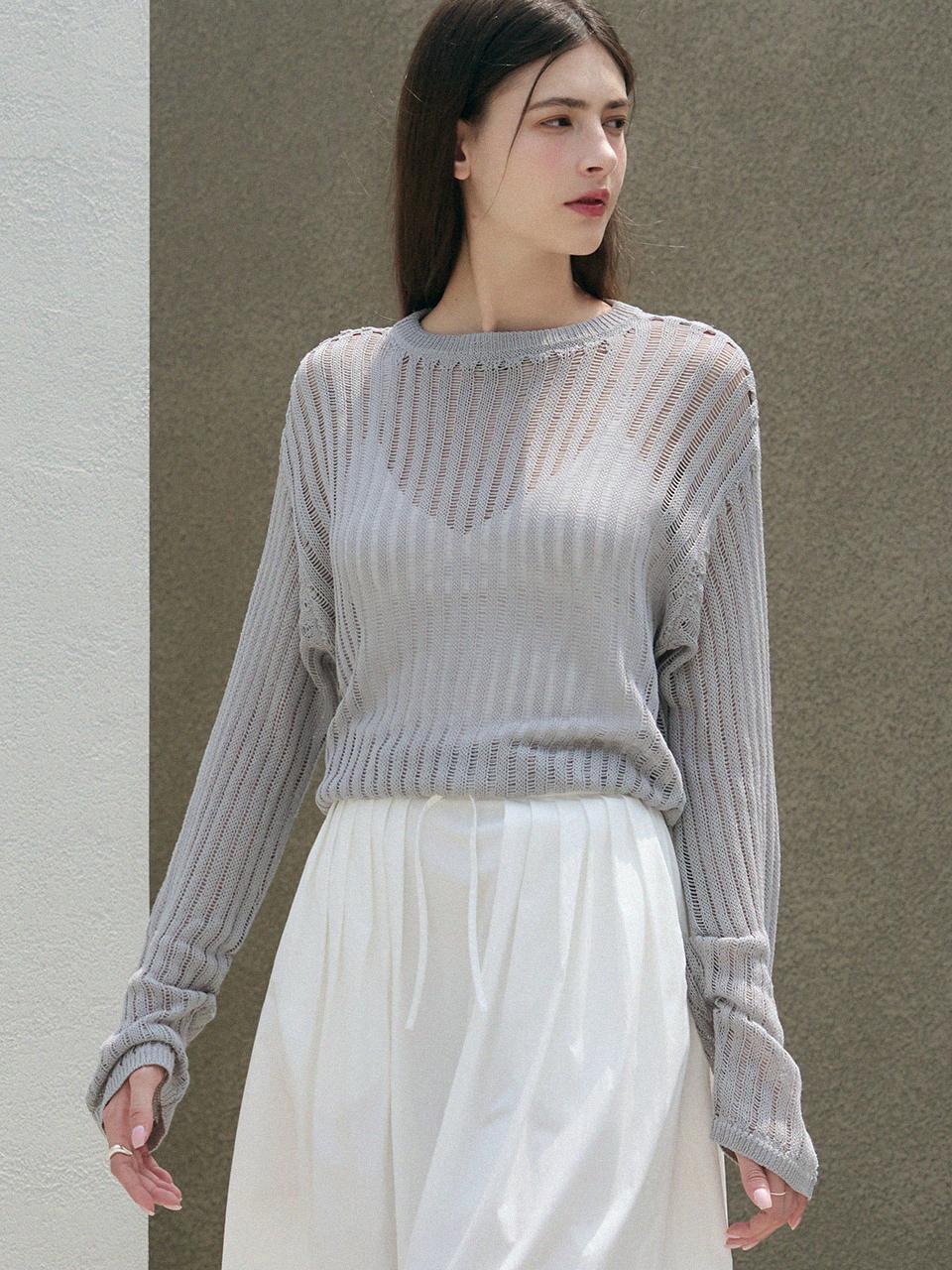 DRAWFIT WOMEN Linen sheared loose fit knitwear [2 COLORS]