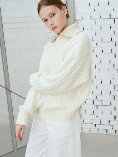 DRAWFIT WOMEN Mohair cable pullover knitwear [3 COLORS]