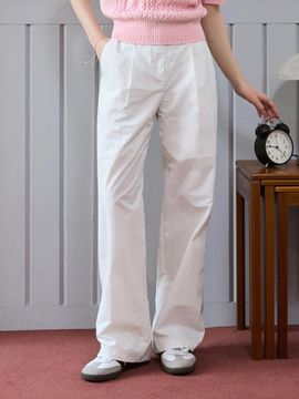 DRAWFIT WOMEN One-tuck nylon slacks [4COLORS]