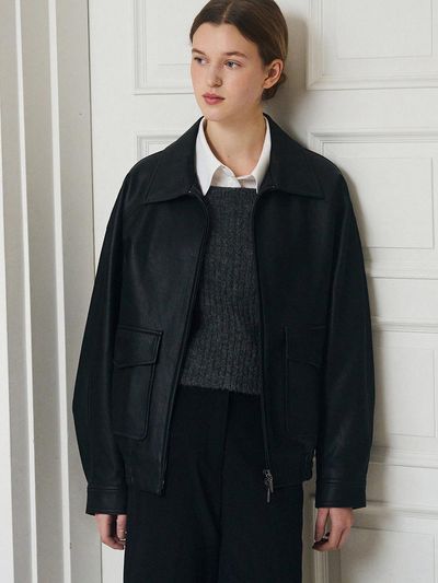 DRAWFIT WOMEN Overfit 2-Way Pocket Leather Blouson