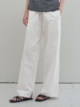 DRAWFIT WOMEN Slit Cotton Elastic Waist Pants [3COLORS]