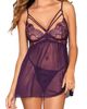 Dreamgirl Dreamgirl Eyelash Lace Underwire Babydoll Chemise & Thong Set - 1