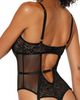 Dreamgirl Dreamgirl Fishnet Mesh & Lace Teddy with Garter Straps - 2
