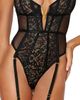 Dreamgirl Dreamgirl Fishnet Mesh & Lace Teddy with Garter Straps - 3