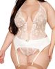 Dreamgirl Dreamgirl Floral Embroidered Sheer Teddy & Garter Belt Set - 1