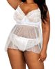 Dreamgirl Dreamgirl Lace & Satin Babydoll Chemise & Panty Set - 1