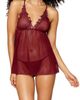 Dreamgirl Dreamgirl Lace Trim Mesh Babydoll Chemise & G-String Thong - 1