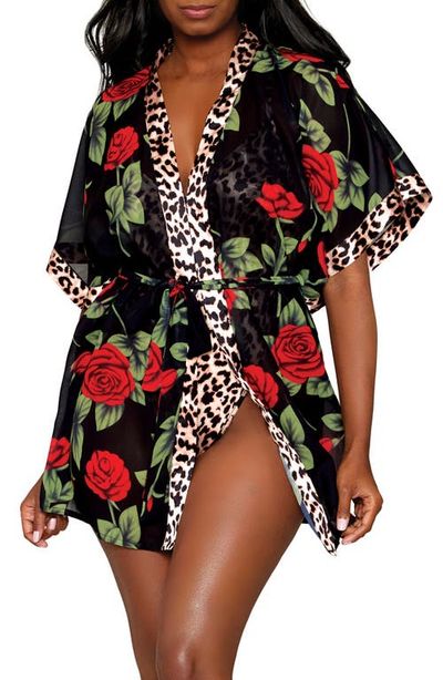 Dreamgirl Dreamgirl Leopard Print Teddy & Robe Set