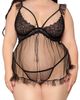 Dreamgirl Dreamgirl Ruffle Mesh Underwire Babydoll Chemise & G-String Set - 1