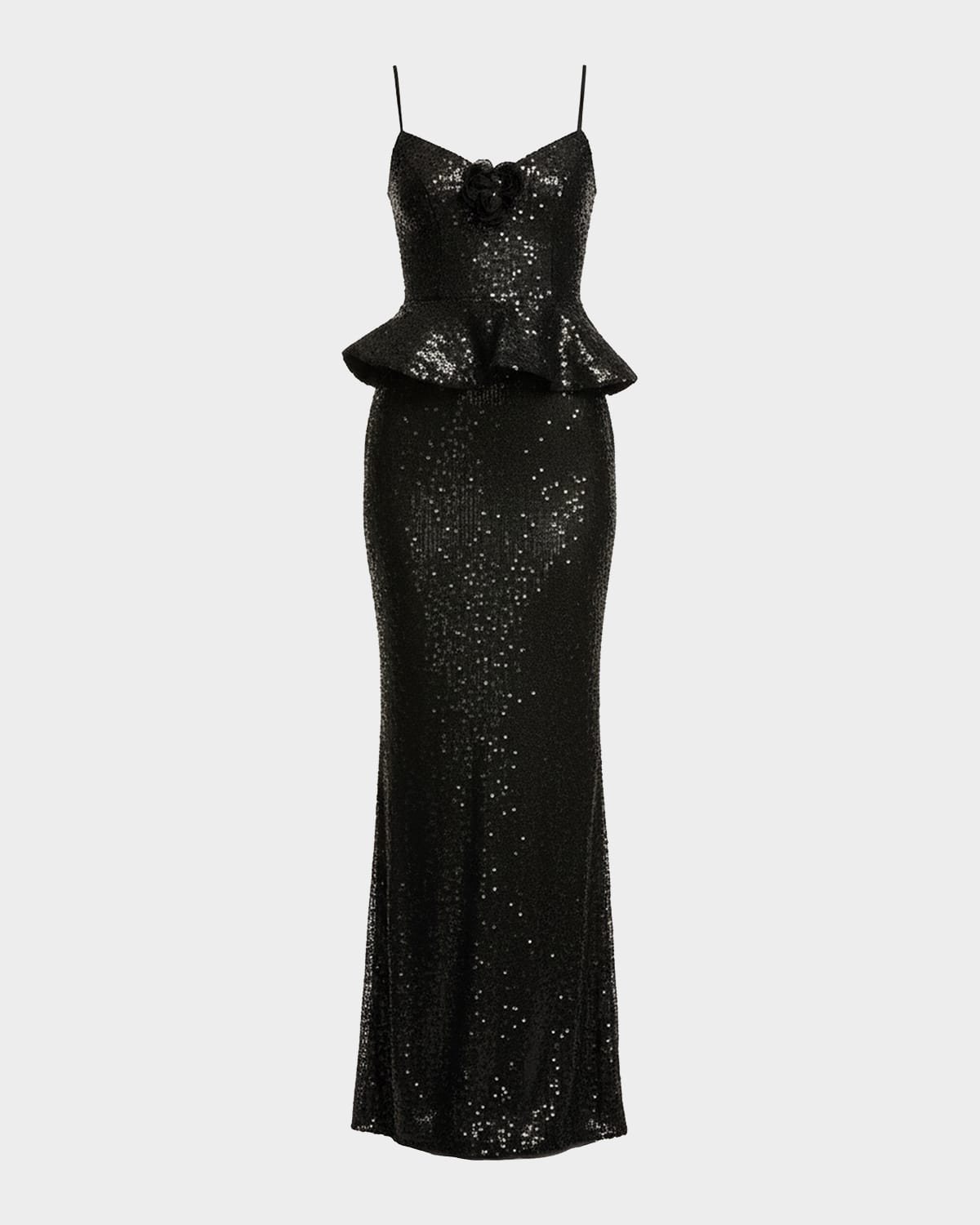 Dress the Population Black Label Akiah Sequin Peplum Bodycon Gown