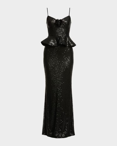 Dress the Population Black Label Akiah Sequin Peplum Bodycon Gown